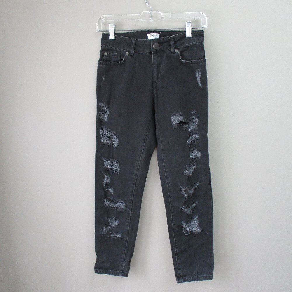 Miss Selfridge Denim Black Jeans Size 0 Destroyed